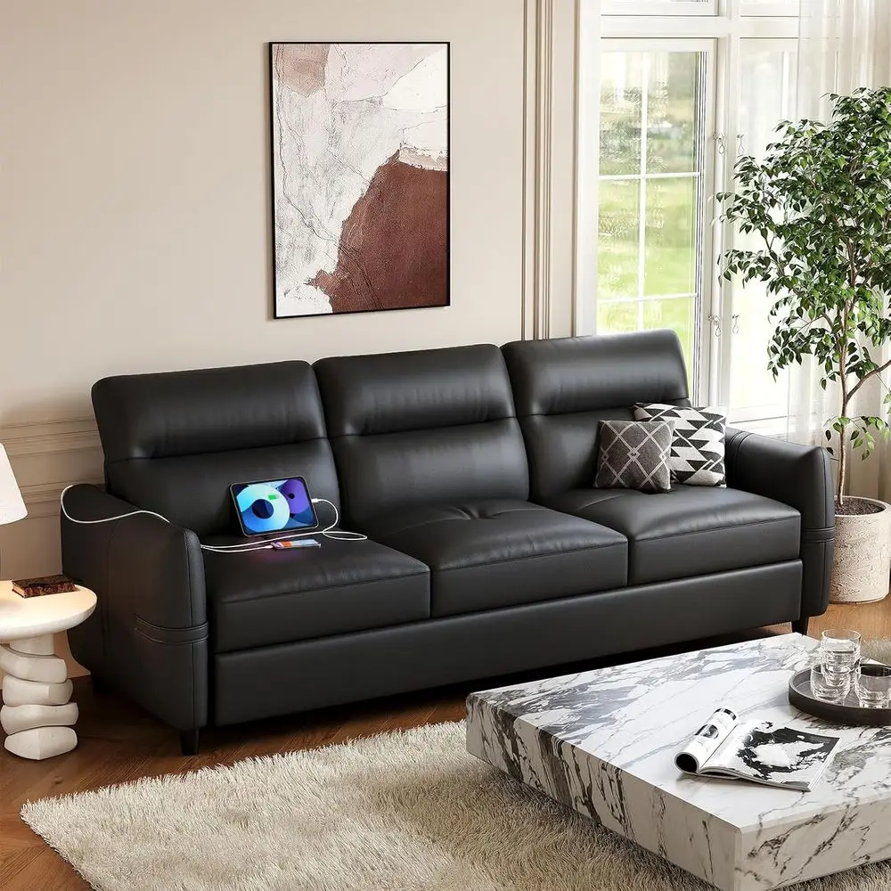 85” Black aux Leather Couch with USB, 3 Seater Soa or Living Room, Large Century ern Oice Couch or Aparent, Bedroom
85” Black aux Leather Couch with USB, 3 Seater Soa or Living Room, Large Century ern Oice Couch or Aparent, Bedroom