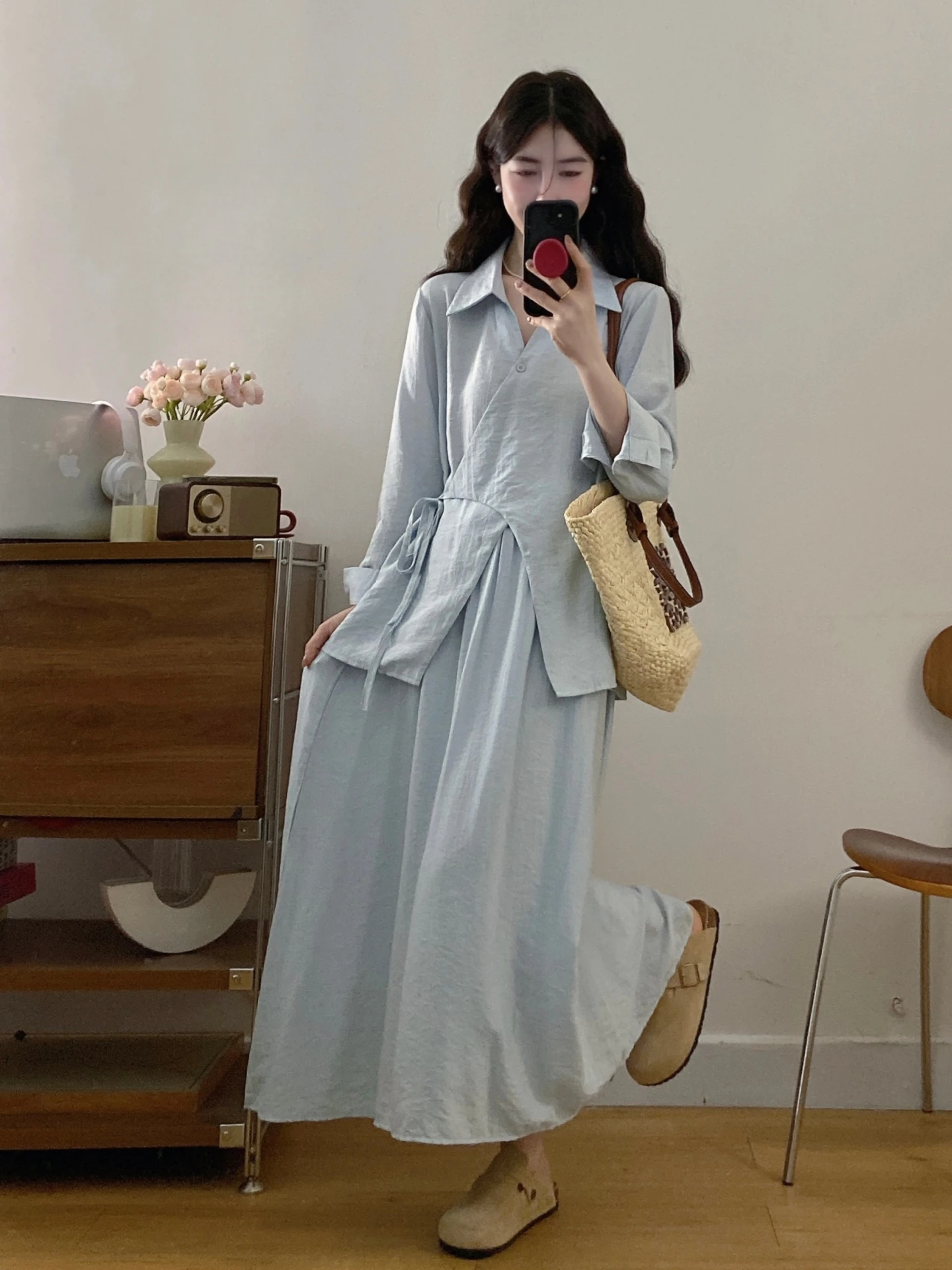 Spring Autumn Women's plus Size Shirt Skirt Set High Waist A-Line Dress Long Sleeve Tie Waist Casual Comfortable Polyester Fiber
Spring Autumn Women's plus Size Shirt Skirt Set High Waist A-Line Dress Long Sleeve Tie Waist Casual Comfortable Polyester Fiber