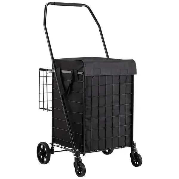 Shopping Cart, Folding Grocery Utility Cart with Dual Baskets, Waterproof Liner & Wheels, 100 LBS
Shopping Cart, Folding Grocery Utility Cart with Dual Baskets, Waterproof Liner & Wheels, 100 LBS