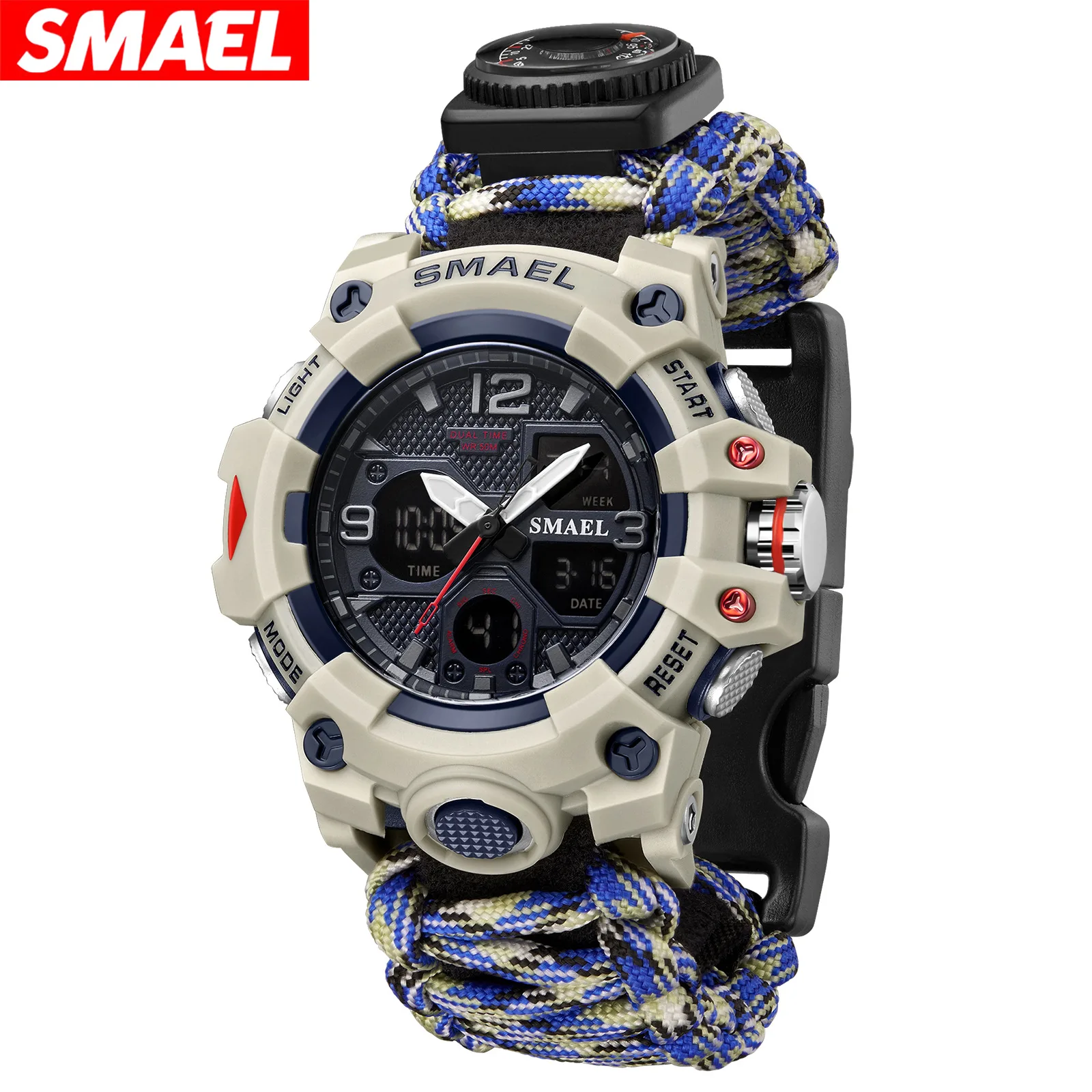 SMEAL 8008, мужские электронные часы, многофункциональные уличные приключенческие светящиеся водонепроницаемые нейлоновые ремешки, цифровые наручные часы с календарем
SMEAL 8008, мужские электронные часы, многофункциональные уличные приключенческие светящиеся водонепроницаемые нейлоновые ремешки, цифровые наручные часы с календарем