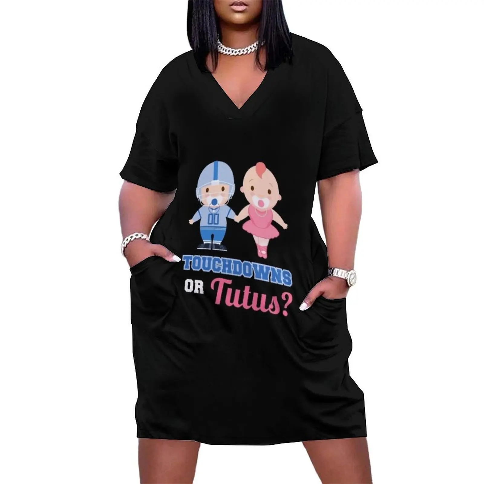 Touchdown or Tutu gender reveal shirts pregnant shirts new mom gifts baby shower gift baby announcement shi Loose Pocket Dress
Touchdown or Tutu gender reveal shirts pregnant shirts new mom gifts baby shower gift baby announcement shi Loose Pocket Dress