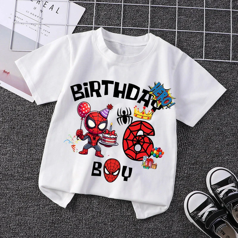 Marvel Spiderman Kids Birthday Party Tshirts Baby Number 1-9 T-Shirt Tees Boys T Shirt Clothes Children Fashion Tops 
Marvel Spiderman Kids Birthday Party Tshirts Baby Number 1-9 T-Shirt Tees Boys T Shirt Clothes Children Fashion Tops