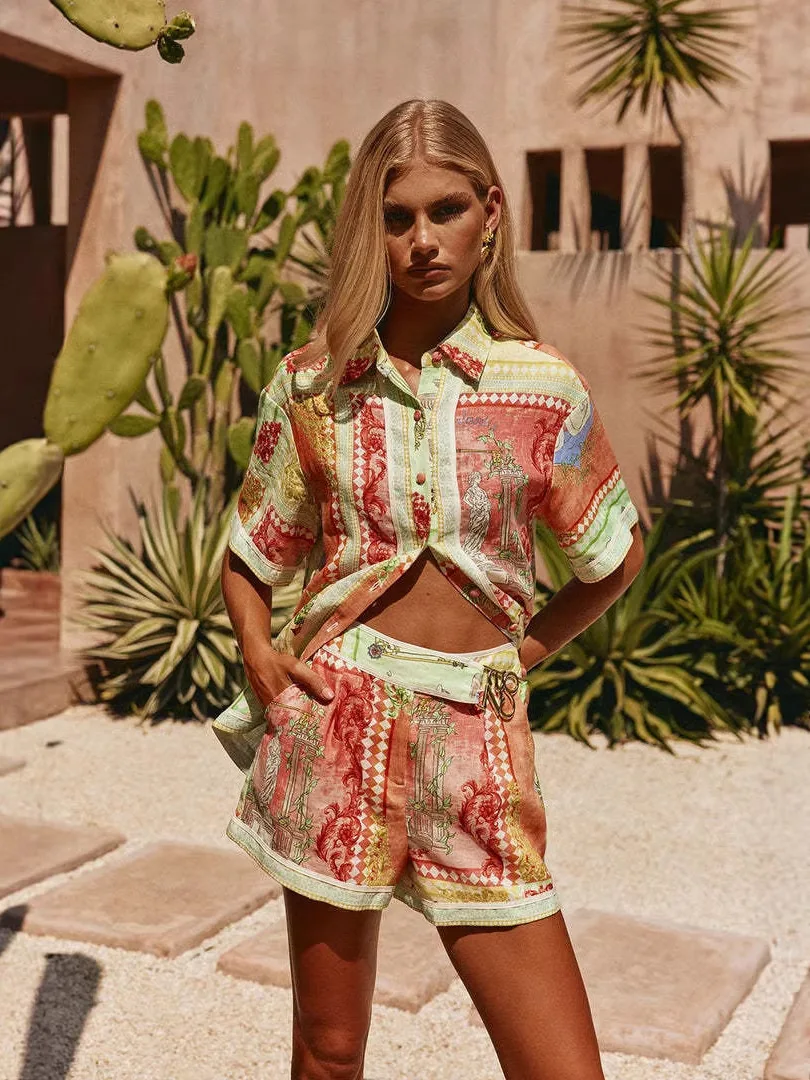 Casual Printed Shirt And Shorts Set Women's Summer Fashion Two-Piece Suit Short Sleeve Button-Up Top with Printed Shorts
Casual Printed Shirt And Shorts Set Women's Summer Fashion Two-Piece Suit Short Sleeve Button-Up Top with Printed Shorts