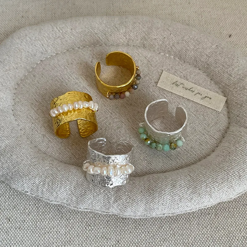 Minar Textured Natural Stone Freshwater Pearl Hammer Tone Open Adjusting Chunky Cocktail Rings for Women Real Gold Silver Copper
Minar Textured Natural Stone Freshwater Pearl Hammer Tone Open Adjusting Chunky Cocktail Rings for Women Real Gold Silver Copper