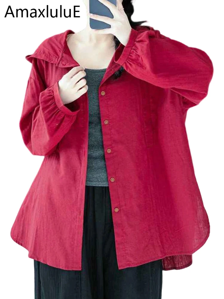 Amax LuluE Korean Design Womens Spring Fashion Cotton Linen Shirts Loose Leisure Tops Ladies Classic Solid Long Sleeve Blouses
Amax LuluE Korean Design Womens Spring Fashion Cotton Linen Shirts Loose Leisure Tops Ladies Classic Solid Long Sleeve Blouses