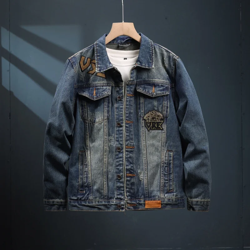 Fashion embroidered denim coat for men 2024autumn loose trendy mild luxury retro distressed high-end washed long-sleeved clothes
Fashion embroidered denim coat for men 2024autumn loose trendy mild luxury retro distressed high-end washed long-sleeved clothes