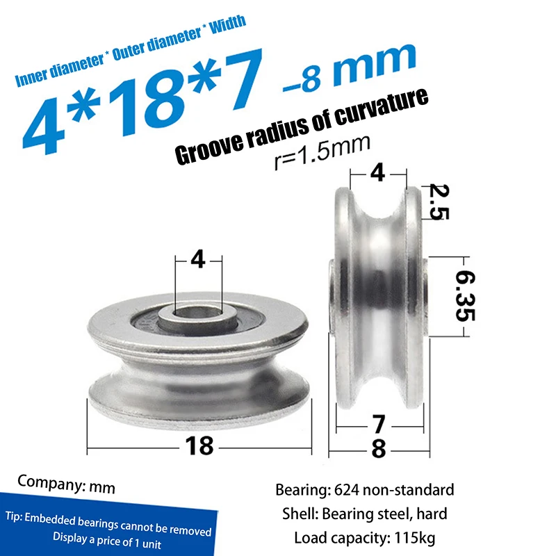 1PC 4mm Inner Diameter U Concave Wheel Rust [revention Sliding Wheel Metal Pulley U4*18*7 Steel Wire Wheel Metal Groove
1PC 4mm Inner Diameter U Concave Wheel Rust [revention Sliding Wheel Metal Pulley U4*18*7 Steel Wire Wheel Metal Groove