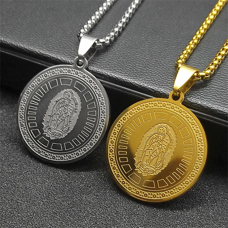 Catholic Virgin Mary Bless Medal Necklace for Women Men Stainless Steel Gold Color Guadalupe Male Chain Jewelry NZZZ746GDS02
Catholic Virgin Mary Bless Medal Necklace for Women Men Stainless Steel Gold Color Guadalupe Male Chain Jewelry NZZZ746GDS02