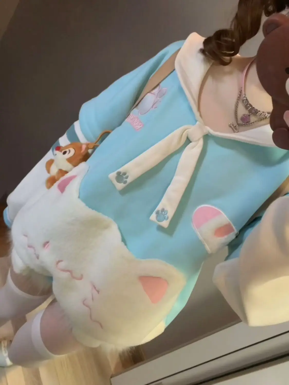 Korejpaa Japanese Kawaii Clothes Sweet Cat Ear Collar Hoodie Embroidered Tie Cat Pattern Cute Long Sleeve Top Ropa Mujer
Korejpaa Japanese Kawaii Clothes Sweet Cat Ear Collar Hoodie Embroidered Tie Cat Pattern Cute Long Sleeve Top Ropa Mujer