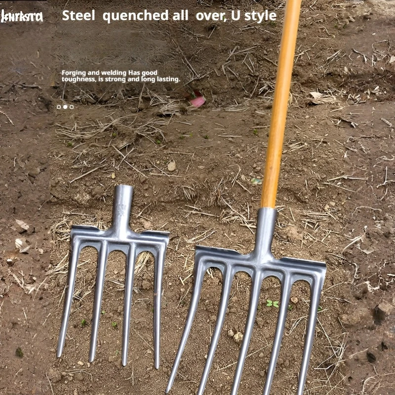 One-piece Four-pronged Steel Fork Garden Tilling and Digging, Four-pronged Thickened Manganese Steel, Weeding and Lawn Care, Agr
One-piece Four-pronged Steel Fork Garden Tilling and Digging, Four-pronged Thickened Manganese Steel, Weeding and Lawn Care, Agr