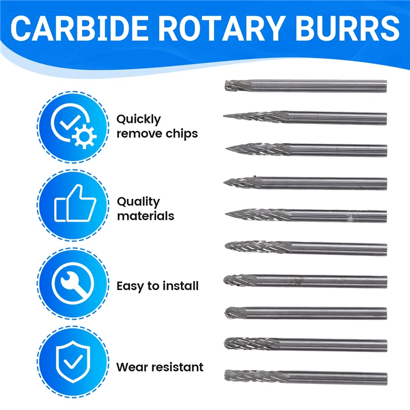LJL Double Cut Carbide Rotary Burr Set 20Pcs Die Grinder Bits 1/8 Inch Shank Tungsten Carbide Cutting Burrs For Wood Working
LJL Double Cut Carbide Rotary Burr Set 20Pcs Die Grinder Bits 1/8 Inch Shank Tungsten Carbide Cutting Burrs For Wood Working