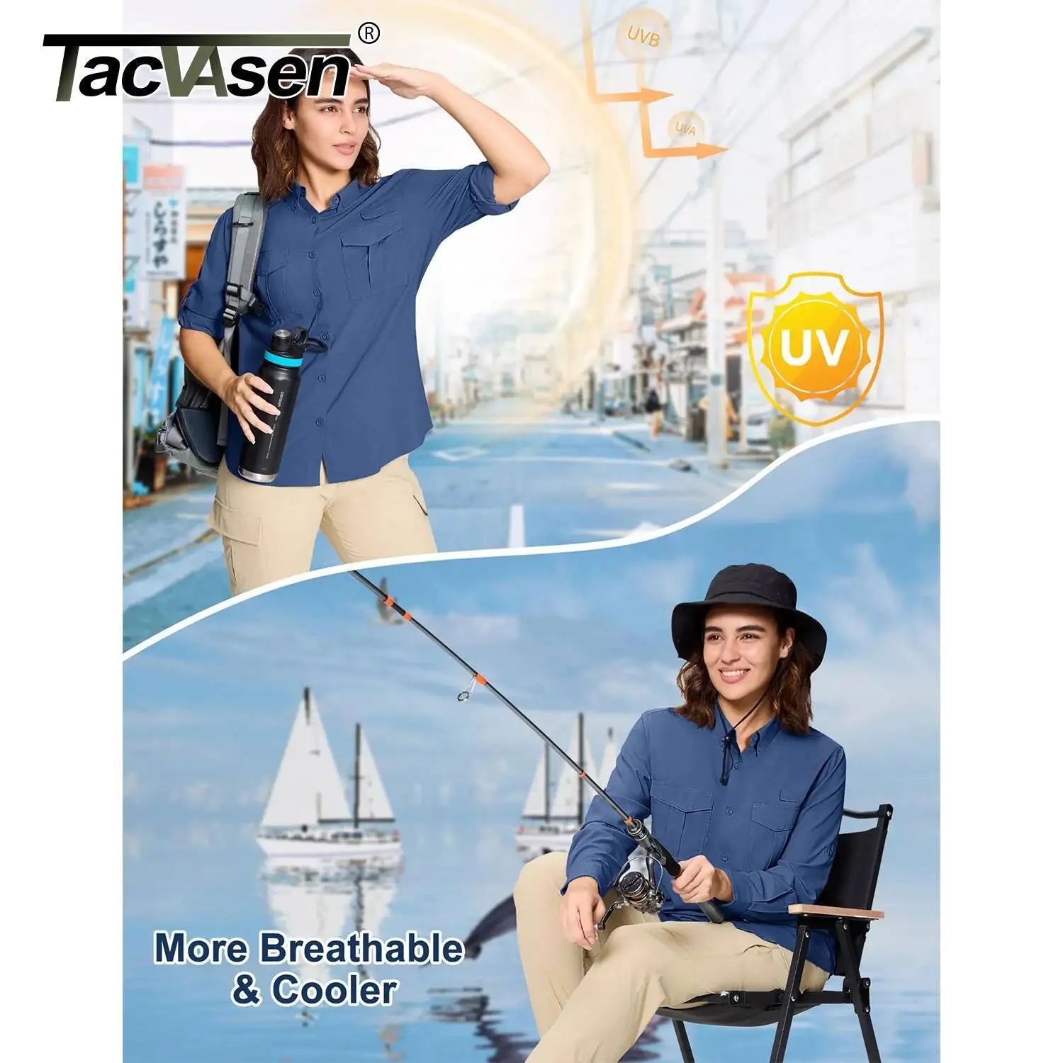 TACVASEN Womens UPF 50+ Fishing UV Block Quick Dry Long Sleeve Cargo Shirts Breathable Mesh Outdoor Trekking Hiking Shirt
TACVASEN Womens UPF 50+ Fishing UV Block Quick Dry Long Sleeve Cargo Shirts Breathable Mesh Outdoor Trekking Hiking Shirt