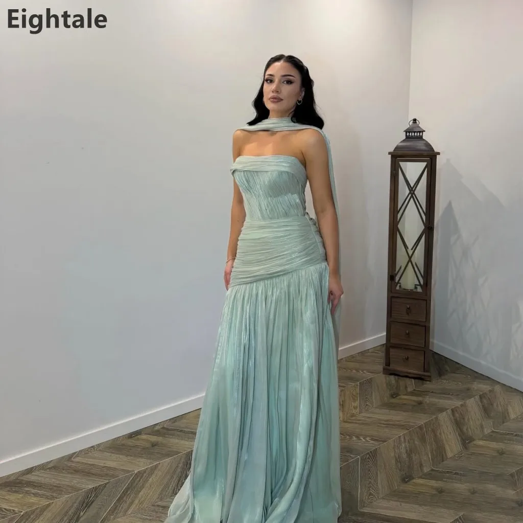 Eightale Luxury Sage Green Evening Dress Ruched Metallic Chiffon A-Line Maxi Formal Prom Dress for Wedding Party 2026 Customized
Eightale Luxury Sage Green Evening Dress Ruched Metallic Chiffon A-Line Maxi Formal Prom Dress for Wedding Party 2026 Customized