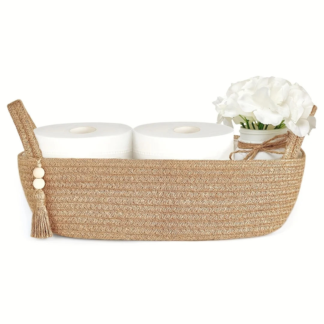 Decorative Toilet Paper Basket - Beautiful Bathroom Organizer for Toilet Tank Storage Decor - Boho Jute Cotton Rope Bin with Tassel for Bathroom Additions And As Shelf Decor, Toilet Paper Storage Containers
Decorative Toilet Paper Basket - Beautiful Bathroom Organizer for Toilet Tank Storage Decor - Boho Jute Cotton Rope Bin with Tassel for Bathroom Additions And As Shelf Decor, Toilet Paper Storage Containers