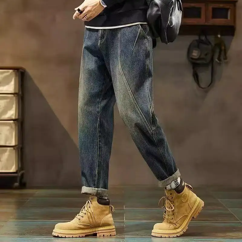 Retro American Washed Denim Jeans Men's Trendy Loose Straight Leg Cone Pants Casual Wide Leg Long Trousers
Retro American Washed Denim Jeans Men's Trendy Loose Straight Leg Cone Pants Casual Wide Leg Long Trousers