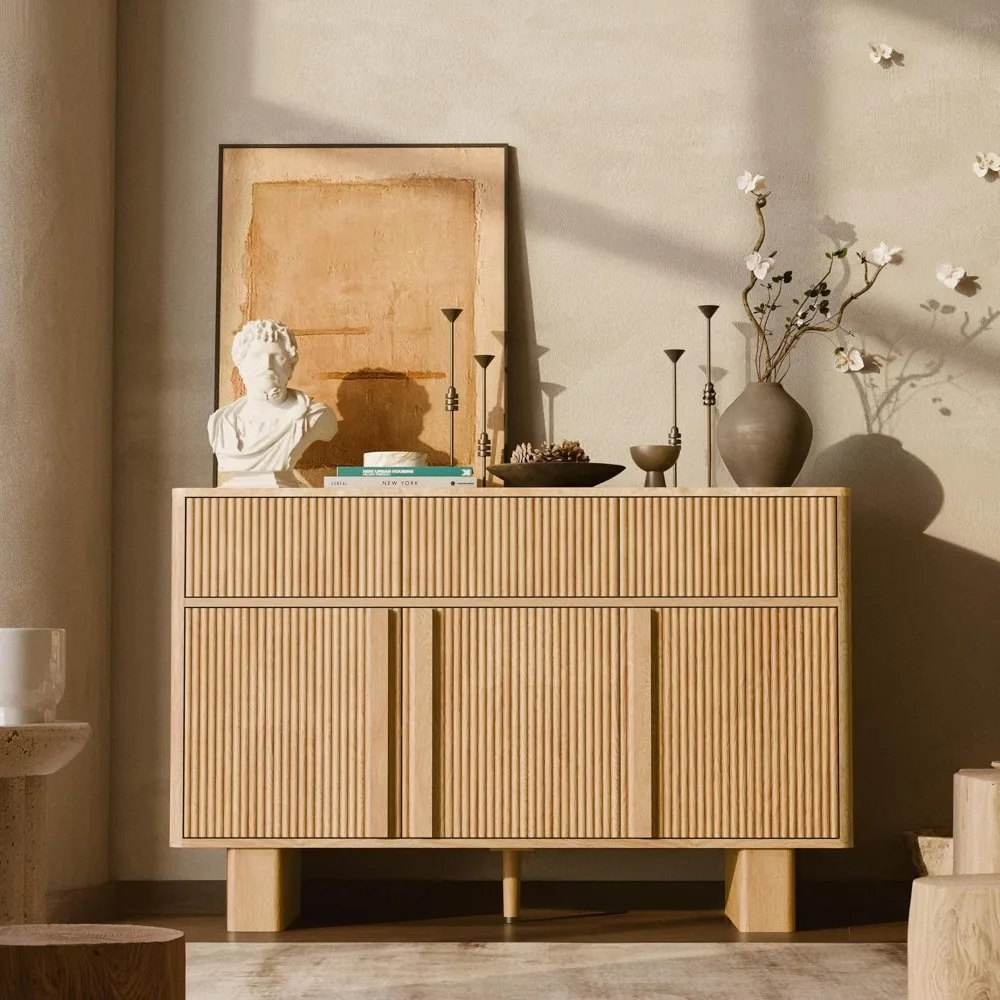 Sideboard Cabinet with Storage, 47" Wide Modern Buffet with 3 Drawers and 3 Doors, Storage Cabinet with 2 Reinforced Legs
Sideboard Cabinet with Storage, 47" Wide Modern Buffet with 3 Drawers and 3 Doors, Storage Cabinet with 2 Reinforced Legs