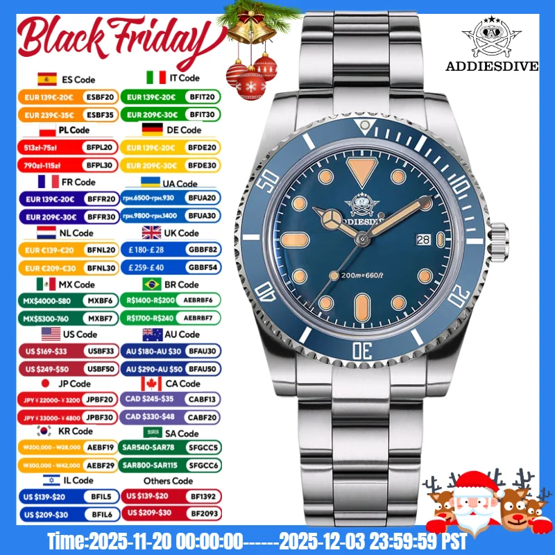 ADDIESDIVE Лидер продаж AD2501 Мужские часы reloj hombre Date 20Bar Водонепроницаемые кварцевые часы из нержавеющей стали 316L BGW9 Супер светящиеся
ADDIESDIVE Лидер продаж AD2501 Мужские часы reloj hombre Date 20Bar Водонепроницаемые кварцевые часы из нержавеющей стали 316L BGW9 Супер светящиеся