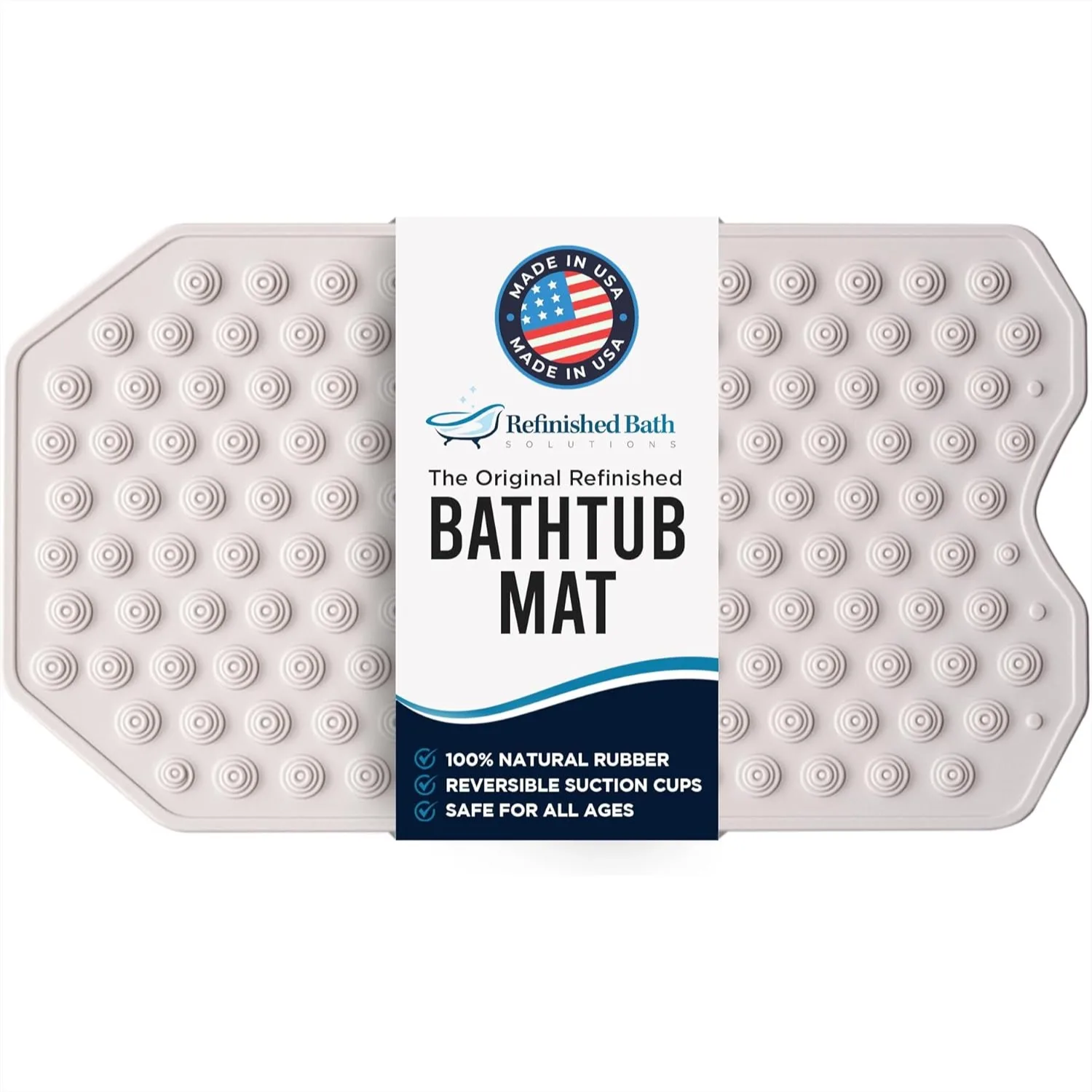 Bathtub Mat for Textured & Refinished Tubs, Non-Slip Rubber Bath Mat with Wave Grip, Safe for Kids and Elderly, White
Bathtub Mat for Textured & Refinished Tubs, Non-Slip Rubber Bath Mat with Wave Grip, Safe for Kids and Elderly, White