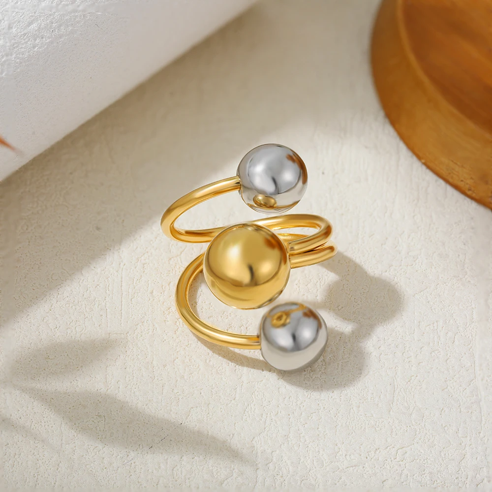 Stainless Steel Two-tone Irregular Metal Ball Opening Rings for Women Trendy Gold-silver Mixed Color Statement Charm Jewelry
Stainless Steel Two-tone Irregular Metal Ball Opening Rings for Women Trendy Gold-silver Mixed Color Statement Charm Jewelry