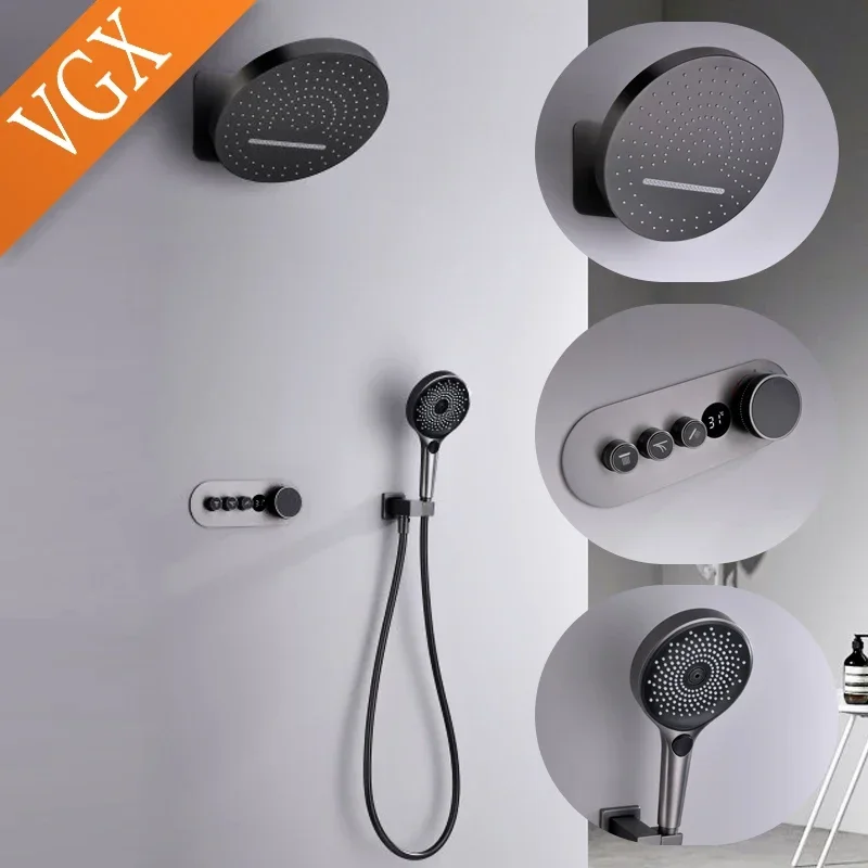 Digital Shower System Concealed Shower Set Bathroom Temperature Display Shower System Rainlfall Bathroom Showers Brass Black
Digital Shower System Concealed Shower Set Bathroom Temperature Display Shower System Rainlfall Bathroom Showers Brass Black