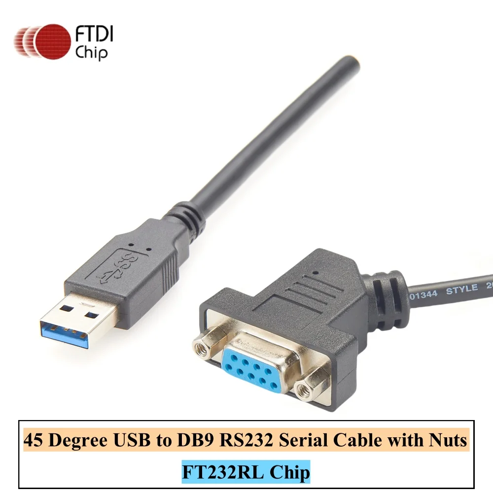45-градусный кабель последовательного преобразователя RS232 в USB DB9 с гайками, FTDI FT232RL Кабель последовательной связи USB в DB9 RS232 1 м
45-градусный кабель последовательного преобразователя RS232 в USB DB9 с гайками, FTDI FT232RL Кабель последовательной связи USB в DB9 RS232 1 м
