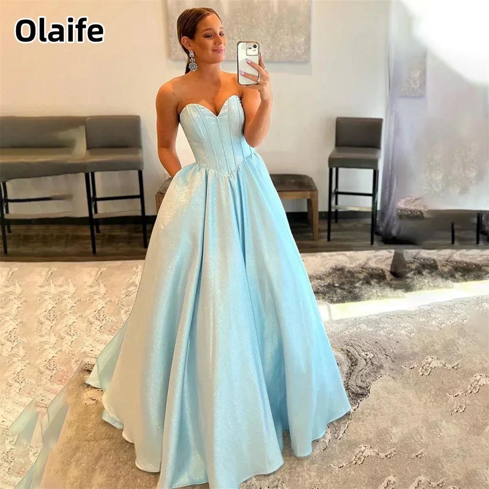 Olaife Chic Evening Dress Floor Length Sweetheart Ball Gown Sleeveless Zipper Glitter Satin A Line Dresses Gown robes de soirée
Olaife Chic Evening Dress Floor Length Sweetheart Ball Gown Sleeveless Zipper Glitter Satin A Line Dresses Gown robes de soirée