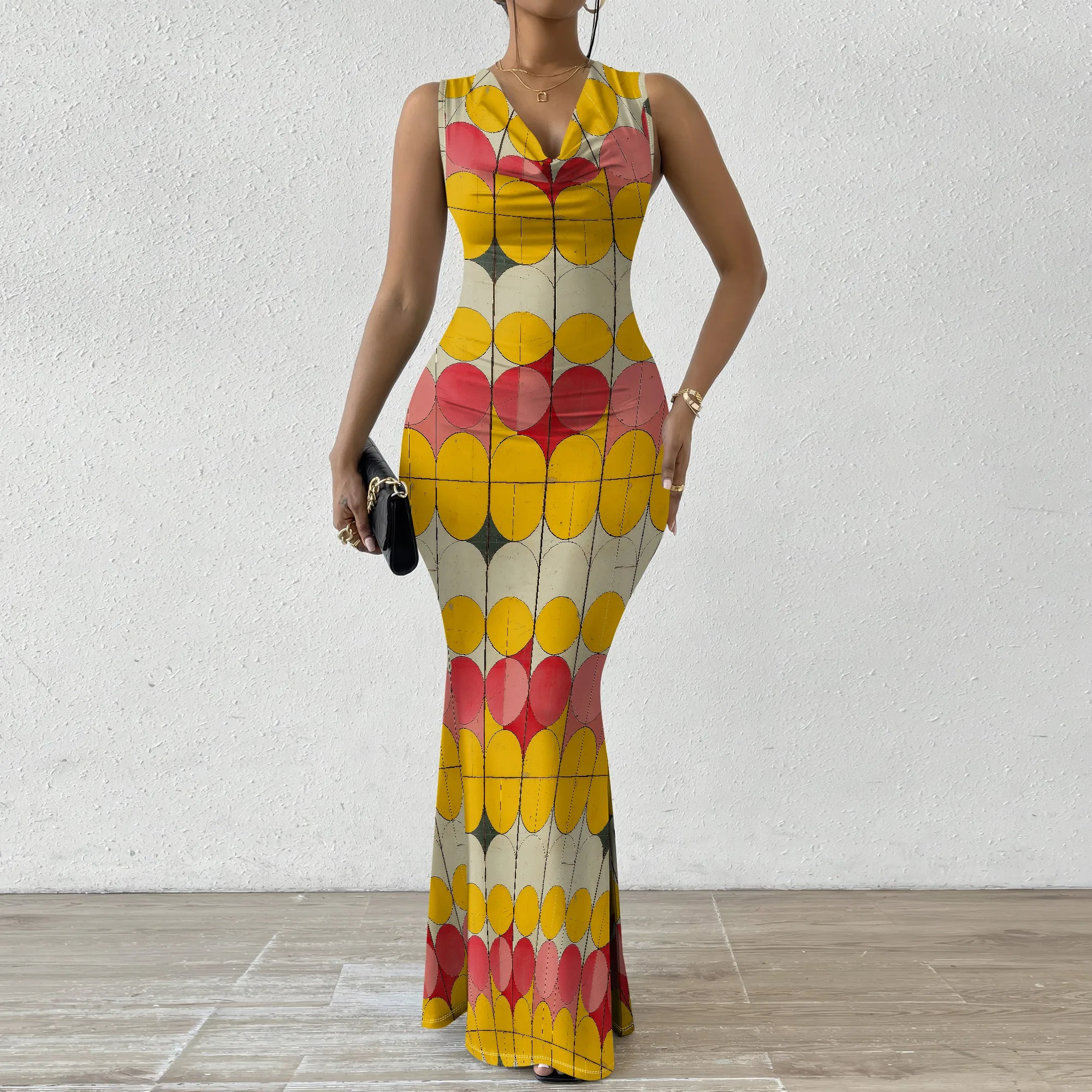 Retro Geometric Print V-Neck Maxi Dress for Women 2025 New Arrival Bold Color Casual Dress XS-2XL
Retro Geometric Print V-Neck Maxi Dress for Women 2025 New Arrival Bold Color Casual Dress XS-2XL
