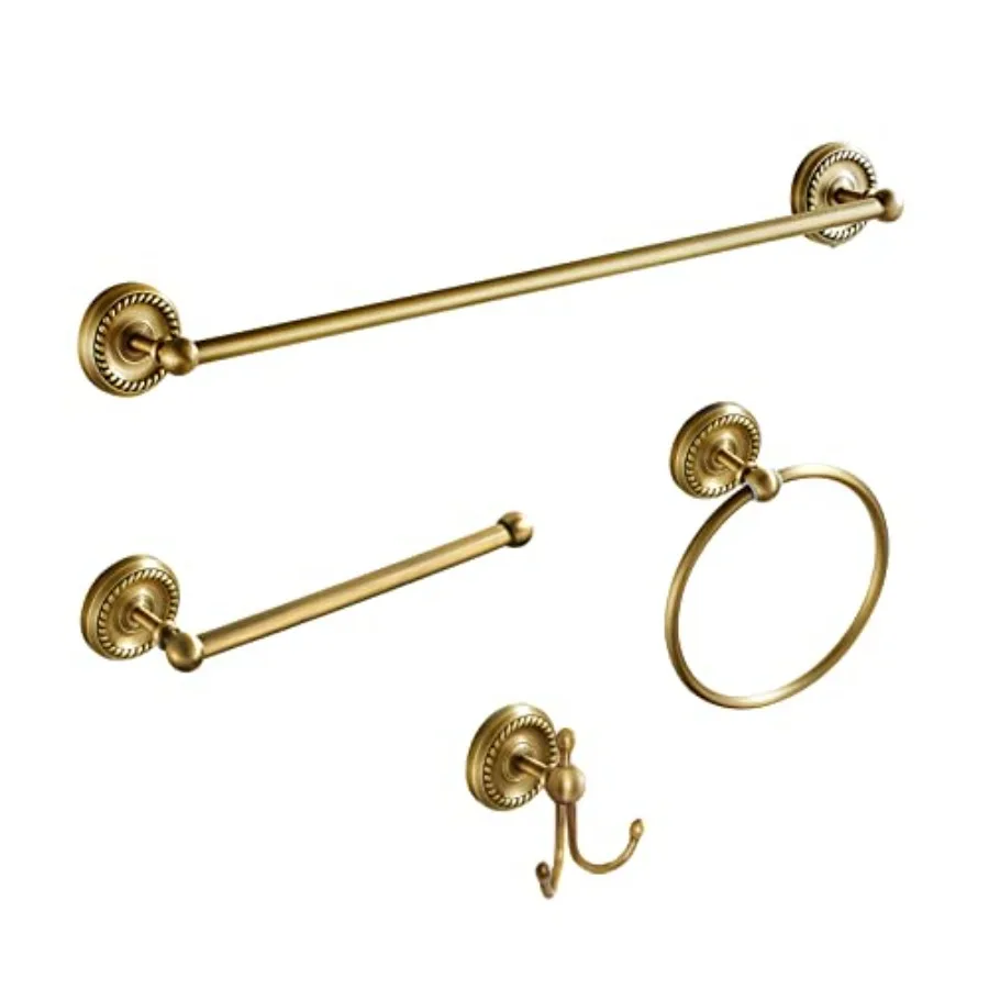 4 Pcs Antique Brass Gold Bathroom Accessories Set - 24" Towel Holder Antique Bar Brass Bath Accessories - Wall Mounted Bathroom
4 Pcs Antique Brass Gold Bathroom Accessories Set - 24" Towel Holder Antique Bar Brass Bath Accessories - Wall Mounted Bathroom