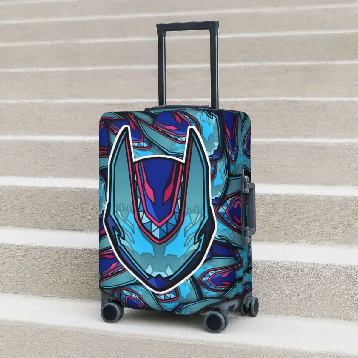 Cyan Swirl Helmet Kamen Rider Suitcase Cover Flight Cruise Trip Practical Luggage Supplies Protector
Cyan Swirl Helmet Kamen Rider Suitcase Cover Flight Cruise Trip Practical Luggage Supplies Protector