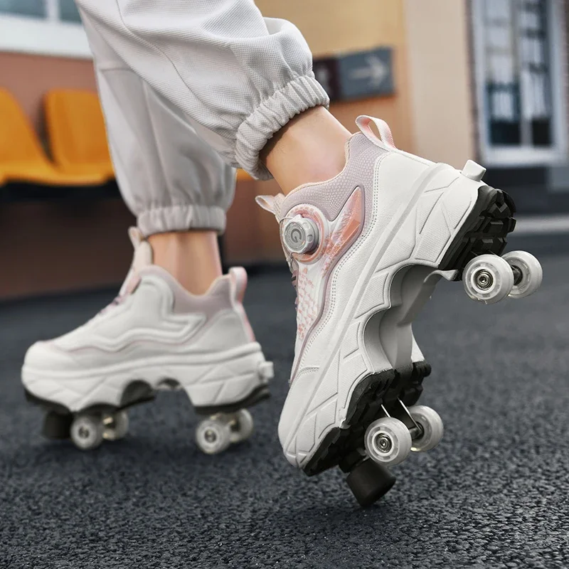 Deformation Roller Skates Shoes Double Row 4-Wheel Skates Roller Shoes with Wheels Dual-Purpose Roller Sneakers Skateboard Shoes
Deformation Roller Skates Shoes Double Row 4-Wheel Skates Roller Shoes with Wheels Dual-Purpose Roller Sneakers Skateboard Shoes