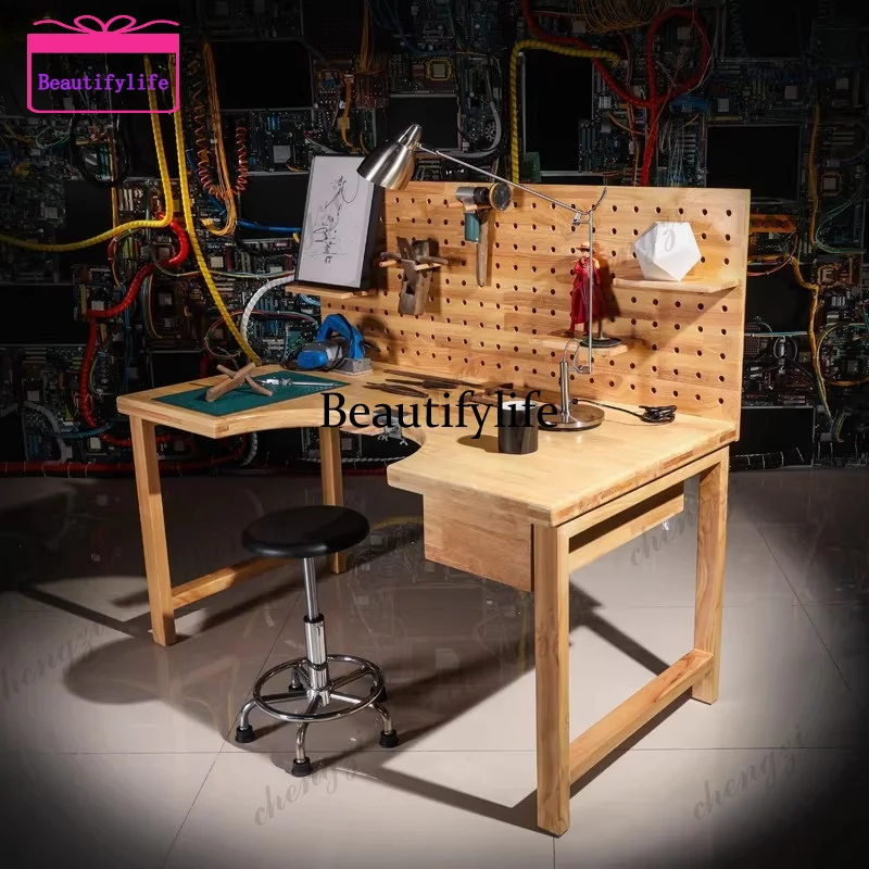 A55 All solid wood jewelry processing gold table, metalworking table with leather pockets, model painting workbench
A55 All solid wood jewelry processing gold table, metalworking table with leather pockets, model painting workbench