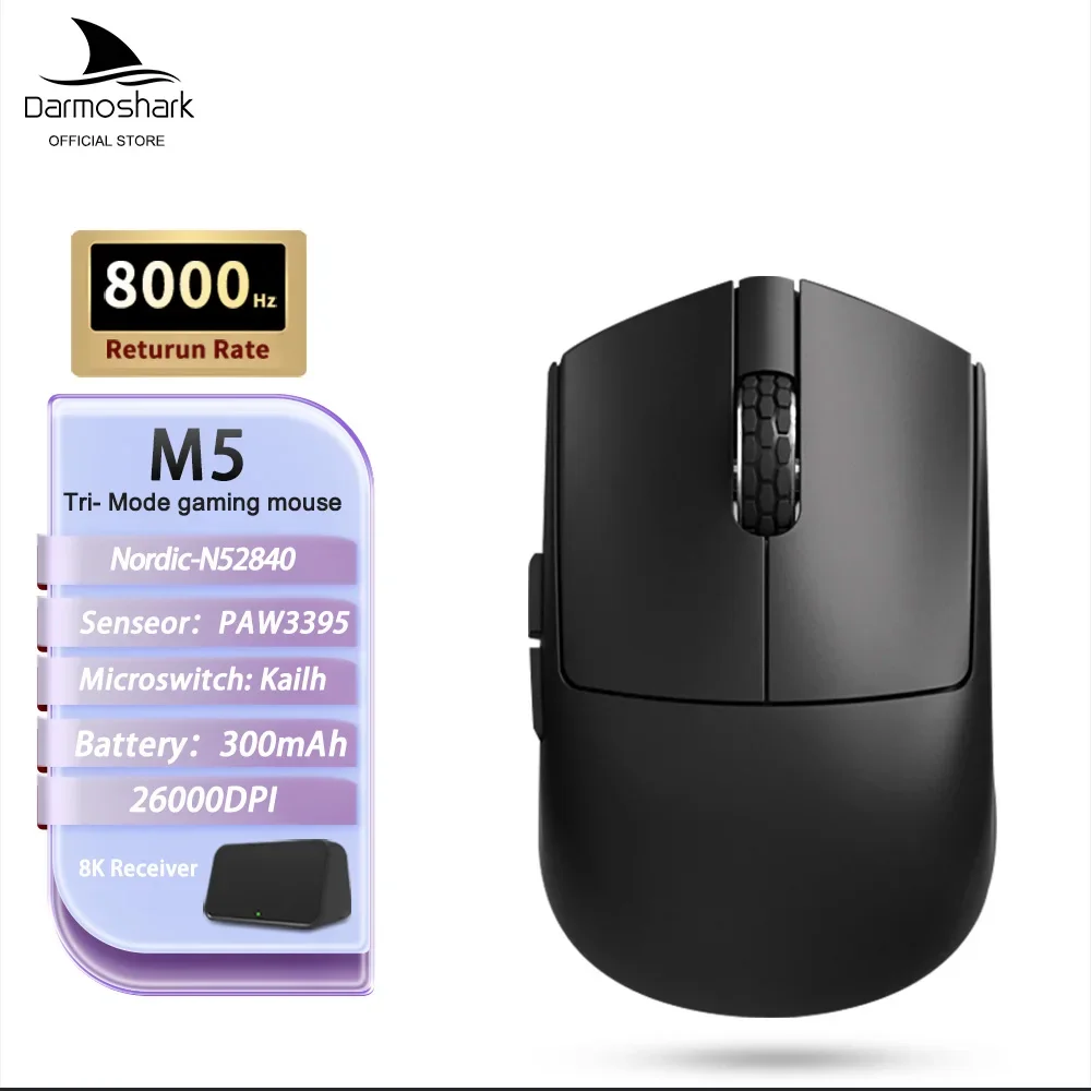 Трехрежимная беспроводная игровая мышь Darmoshark M5 Pro PAW3950 с датчиком 8000 Гц, 38 г, сверхлегкая ручка на кончике пальца для киберспортивного офиса
Трехрежимная беспроводная игровая мышь Darmoshark M5 Pro PAW3950 с датчиком 8000 Гц, 38 г, сверхлегкая ручка на кончике пальца для киберспортивного офиса