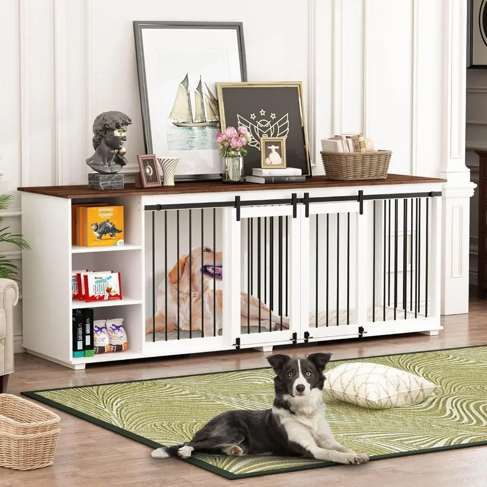 Large Dog Crate Furniture, 86.6" Wooden Dogs Kennel with Shelves, Divider & Slidding Door, Heavy Duty Furniture Style Dog House
Large Dog Crate Furniture, 86.6" Wooden Dogs Kennel with Shelves, Divider & Slidding Door, Heavy Duty Furniture Style Dog House