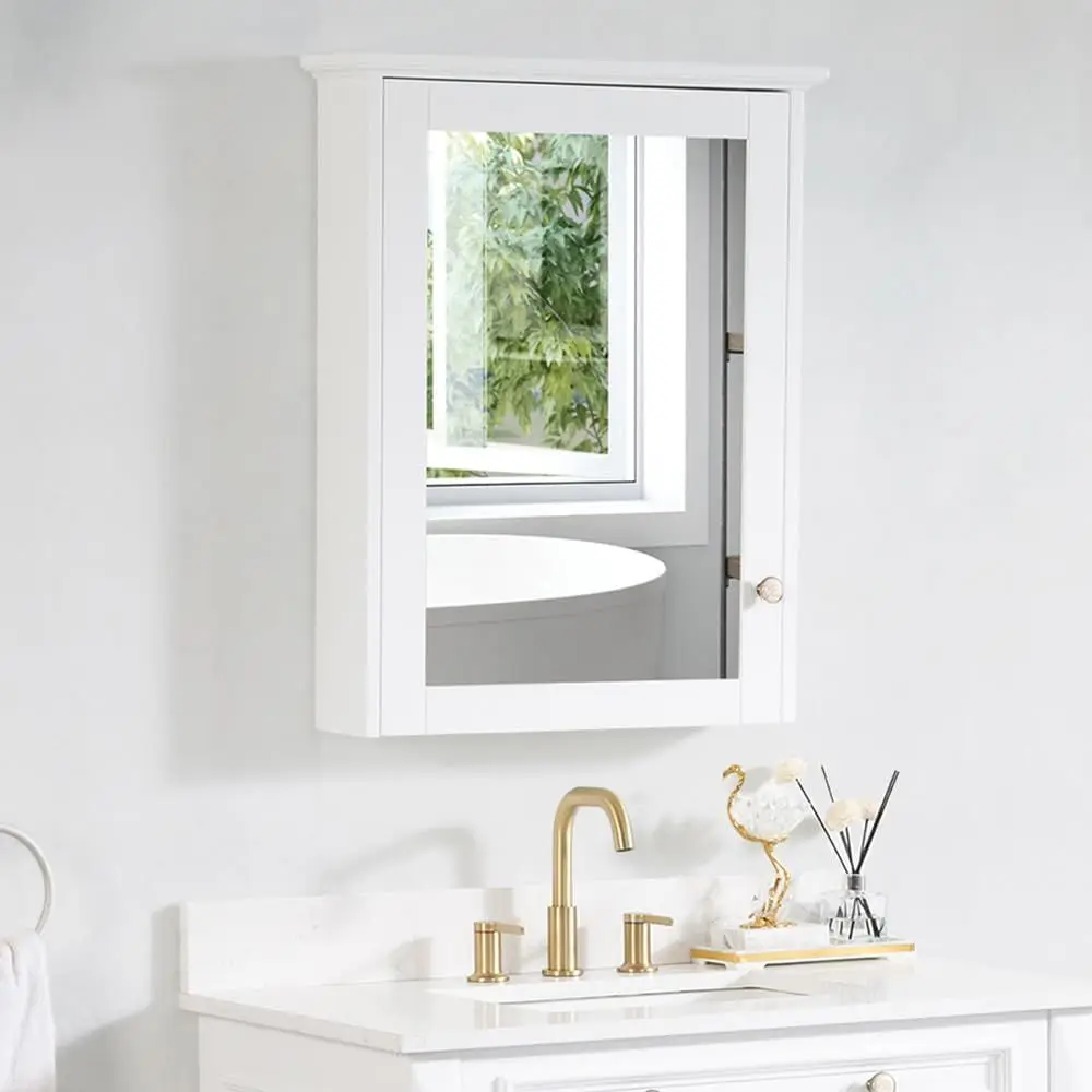 24x30 Wall-Mounted Wooden Medicine Cabinet with Mirror and Shelves, White
24x30 Wall-Mounted Wooden Medicine Cabinet with Mirror and Shelves, White
