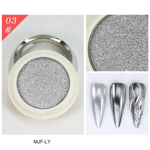 New 5Colors Aurora Magic Mirror Powder Nail Glitter Chrome Pigment Dust Effect for Nail Art Decor Manicure Design Metal Silver