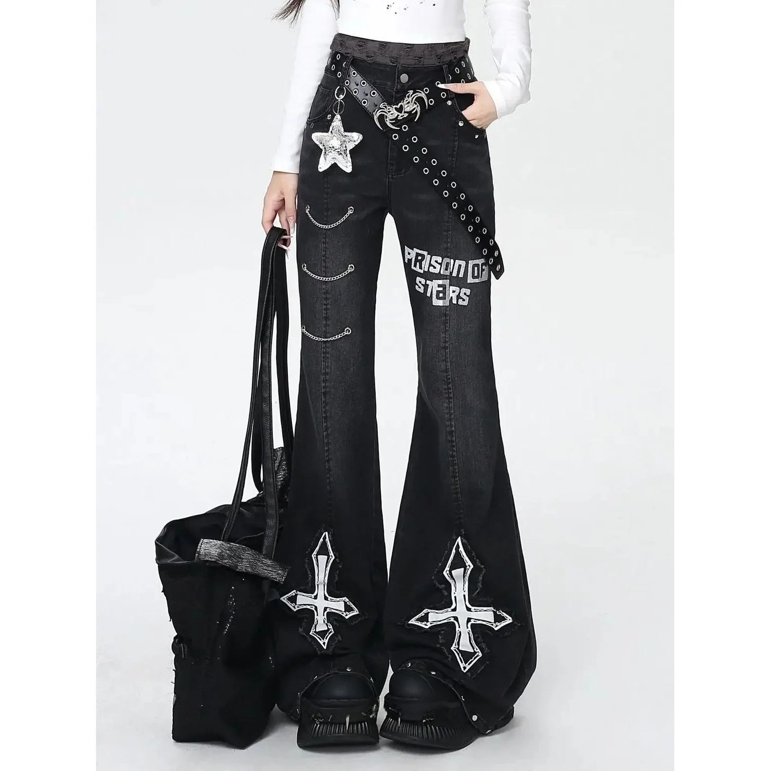 American Women Y2k Aesthetic Chain Slim Jeans Vintage Autumn Casual Straight Leg PVC Material Cleanfit Sle Neutral Faion
American Women Y2k Aesthetic Chain Slim Jeans Vintage Autumn Casual Straight Leg PVC Material Cleanfit Sle Neutral Faion