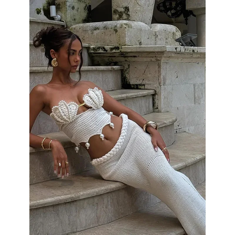 Pearl Decoration Vest Skirt Set Women Sexy Crochet Hollow Out Bikini Tube Top Hip Package Long Skirt 2026 Chic Lady Beach Outfit
Pearl Decoration Vest Skirt Set Women Sexy Crochet Hollow Out Bikini Tube Top Hip Package Long Skirt 2026 Chic Lady Beach Outfit