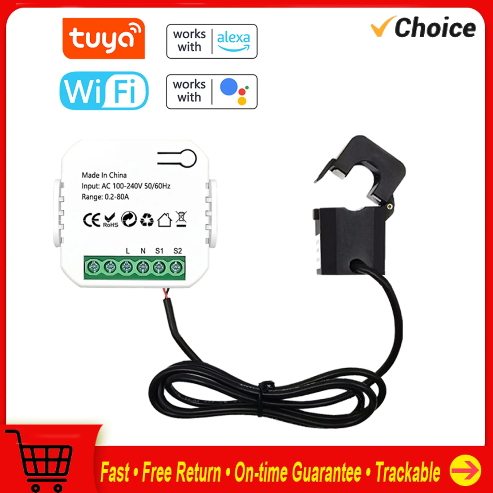 Tuya WiFi Energy Meter 80A Current Transformer Clamp KWh Power Monitor Electricity Statistics Monitoring Device
Tuya WiFi Energy Meter 80A Current Transformer Clamp KWh Power Monitor Electricity Statistics Monitoring Device