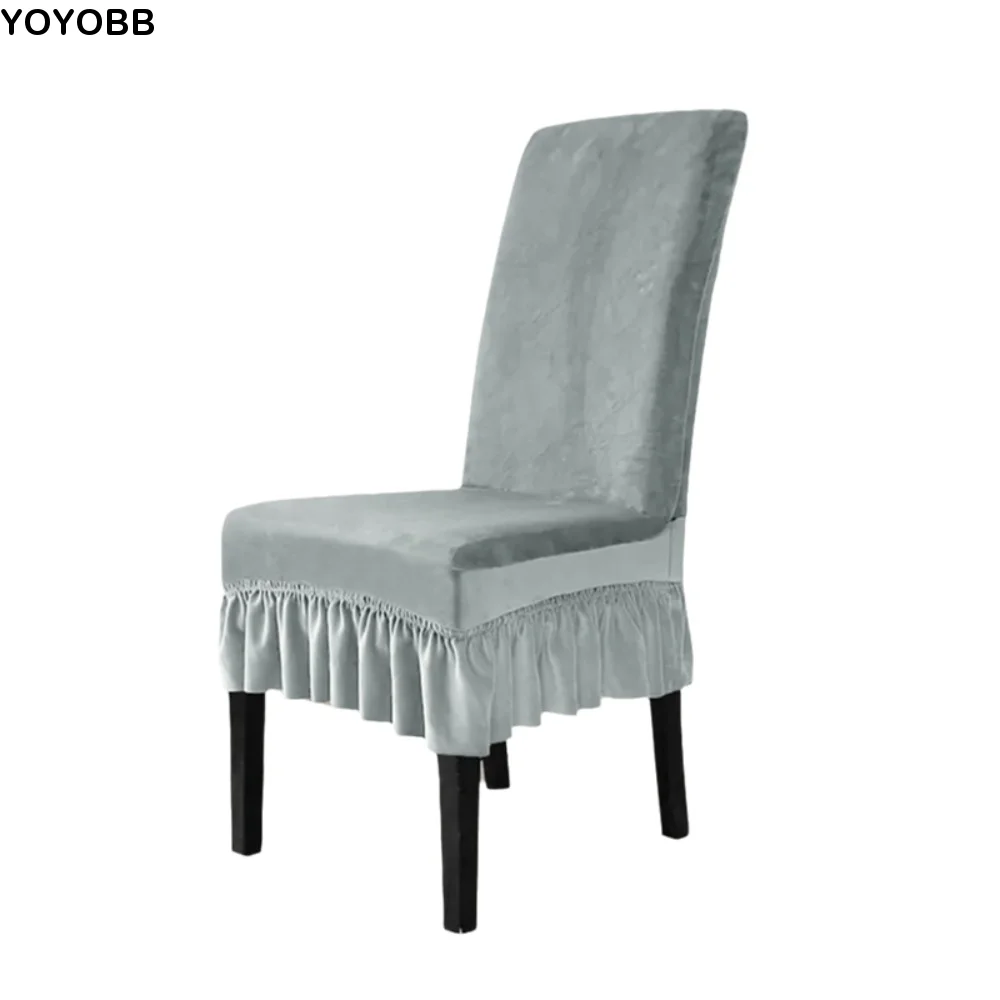 Universal Elastic Velvet Dining Chair Cover Dust Proof Solid Color Chair Slipcover with Ruffled Edges Chair Protector Hotel
Universal Elastic Velvet Dining Chair Cover Dust Proof Solid Color Chair Slipcover with Ruffled Edges Chair Protector Hotel