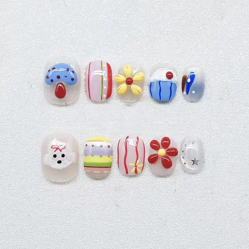 Cute and childlike summer painted dopamine nail art, custom-made wearable nail art, high-quality, reusable nail art.
Cute and childlike summer painted dopamine nail art, custom-made wearable nail art, high-quality, reusable nail art.