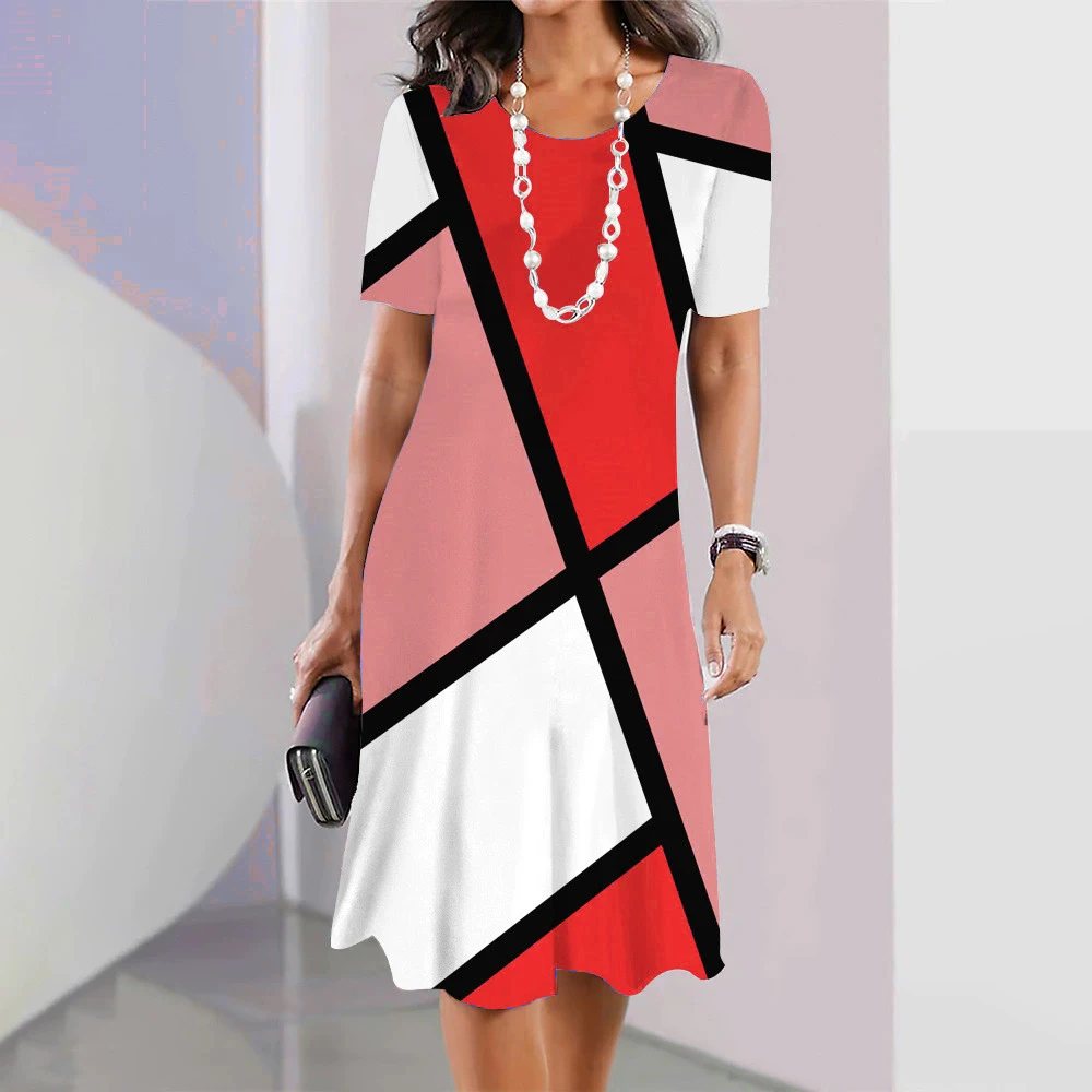 Fashion Elegant Geometric Pattern Women Mini Dresses Short Sleeve 3D Printed Tie-dye Street Ladies Casual Dress 3XL Plus Size
Fashion Elegant Geometric Pattern Women Mini Dresses Short Sleeve 3D Printed Tie-dye Street Ladies Casual Dress 3XL Plus Size
