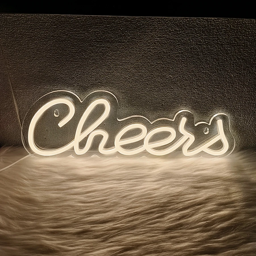 Светодиодная неоновая вывеска Cheers, теплая белая буквенная значок с питанием от USB, используется для баров, семейных встреч, настенных светильников для декора клубных вечеринок.
Светодиодная неоновая вывеска Cheers, теплая белая буквенная значок с питанием от USB, используется для баров, семейных встреч, настенных светильников для декора клубных вечеринок.