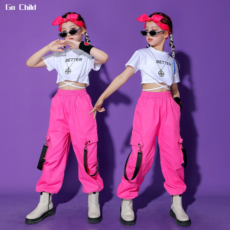 Hip Hop Girls T-shirt Street Dance Pink Cargo Pants Child Streetwear Crop Top Joggers Clothes Set Kids Sweet Jazz Costumes
Hip Hop Girls T-shirt Street Dance Pink Cargo Pants Child Streetwear Crop Top Joggers Clothes Set Kids Sweet Jazz Costumes