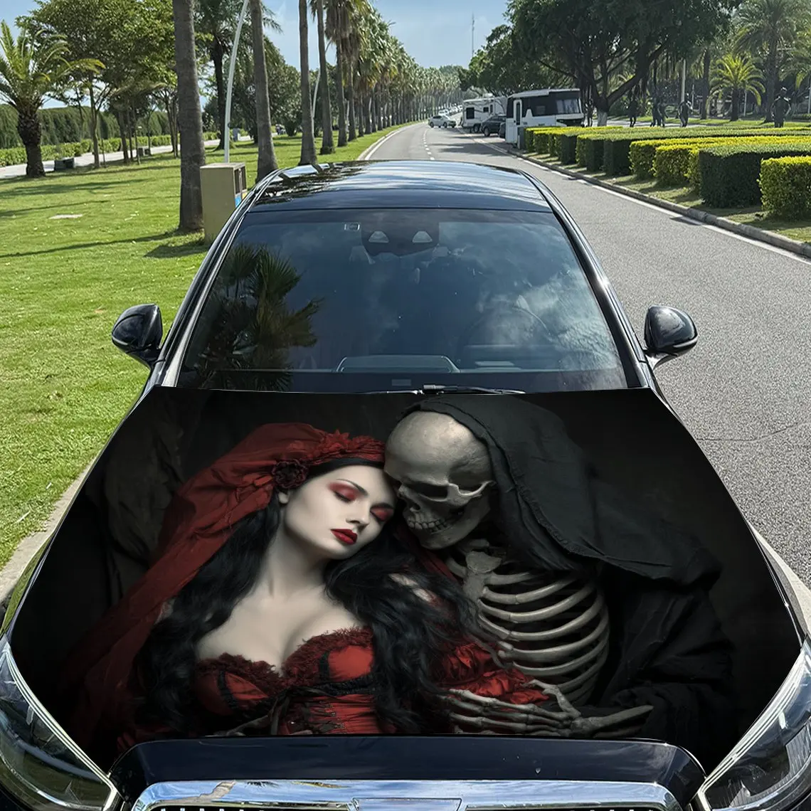 Mysterious Embrace of Death and Woman in Red Car Vinyl Wrap, PVC Material Waterproof Car Hood Sticker, Self-Adhesive Scratch-Res
Mysterious Embrace of Death and Woman in Red Car Vinyl Wrap, PVC Material Waterproof Car Hood Sticker, Self-Adhesive Scratch-Res