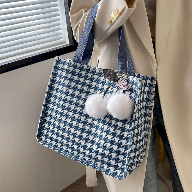 Shoulder Bags Casual Reusable Portable Houndstooth Canvas Handbags Personal Versatile High-capacity Basic Retro Travel Tote Bags
Shoulder Bags Casual Reusable Portable Houndstooth Canvas Handbags Personal Versatile High-capacity Basic Retro Travel Tote Bags