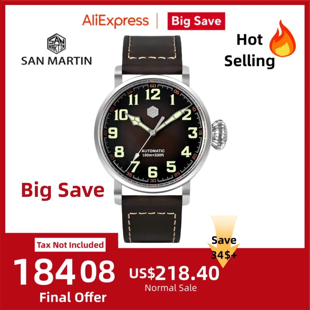 San Martin 40/45mm Bronze Mechanical Wristwatch Men Automatic Watch Pilot YN55A 10Bar Luminous Sapphire Classic Luxury SN0095
San Martin 40/45mm Bronze Mechanical Wristwatch Men Automatic Watch Pilot YN55A 10Bar Luminous Sapphire Classic Luxury SN0095
