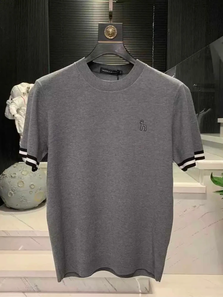 Spring Autumn Men's Knitted ort Sve T-irt round Ne Embroidered Faionable Versatile Comfortable High Quali Cool
Spring Autumn Men's Knitted ort Sve T-irt round Ne Embroidered Faionable Versatile Comfortable High Quali Cool