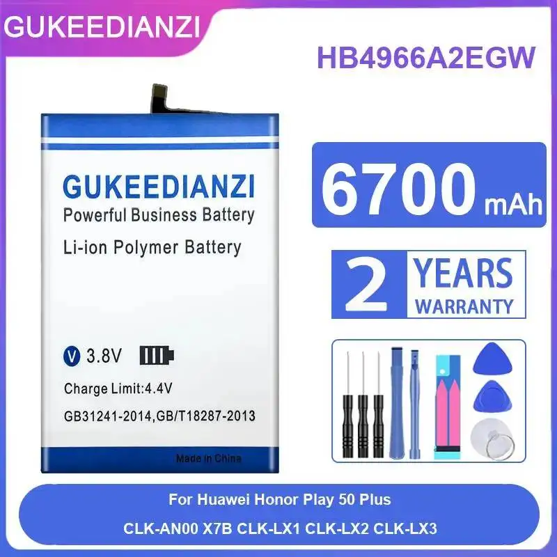 Аккумулятор для мобильного телефона HB4966A2EGW 6700 мАч для Huawei Honor Play 50 Plus Clk-AN00 X7B Clk-LX1 Clk-LX2 Clk-LX3
Аккумулятор для мобильного телефона HB4966A2EGW 6700 мАч для Huawei Honor Play 50 Plus Clk-AN00 X7B Clk-LX1 Clk-LX2 Clk-LX3