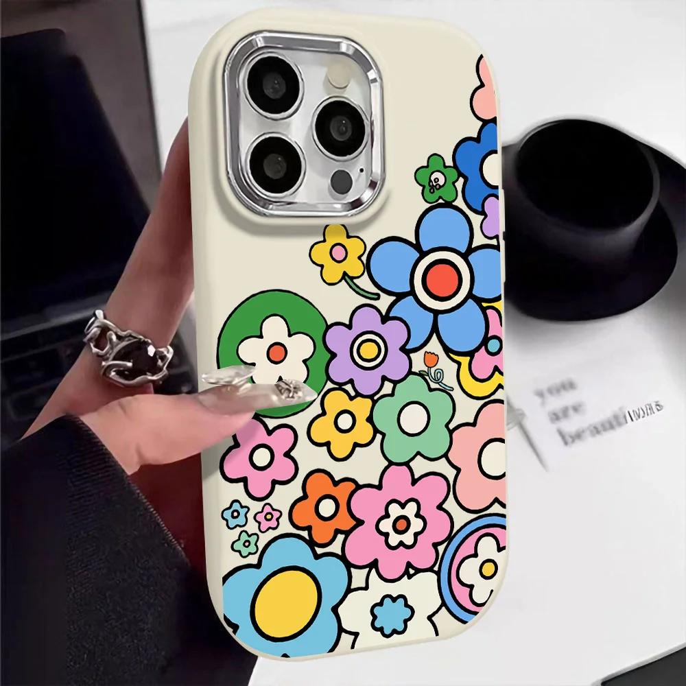 Colorful Flower Phone Case For iPhone 13 Case for iPhone 11 15 12 14 16 Pro Max Shockproof Metal Lens Bumper Silicone Soft Cover
Colorful Flower Phone Case For iPhone 13 Case for iPhone 11 15 12 14 16 Pro Max Shockproof Metal Lens Bumper Silicone Soft Cover