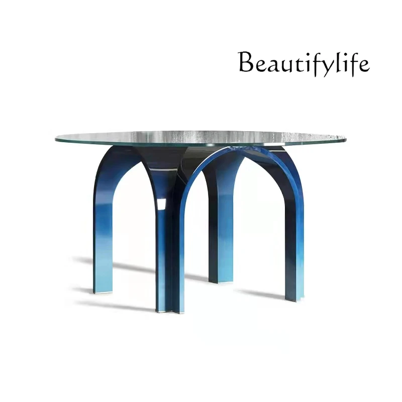 Creative minimalist special-shaped multi-person arched dining table glass office round table
Creative minimalist special-shaped multi-person arched dining table glass office round table